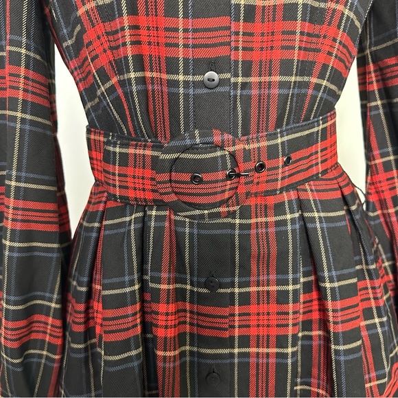 cremieux red plaid belted shirt dress 2 - Picture 7 of 16